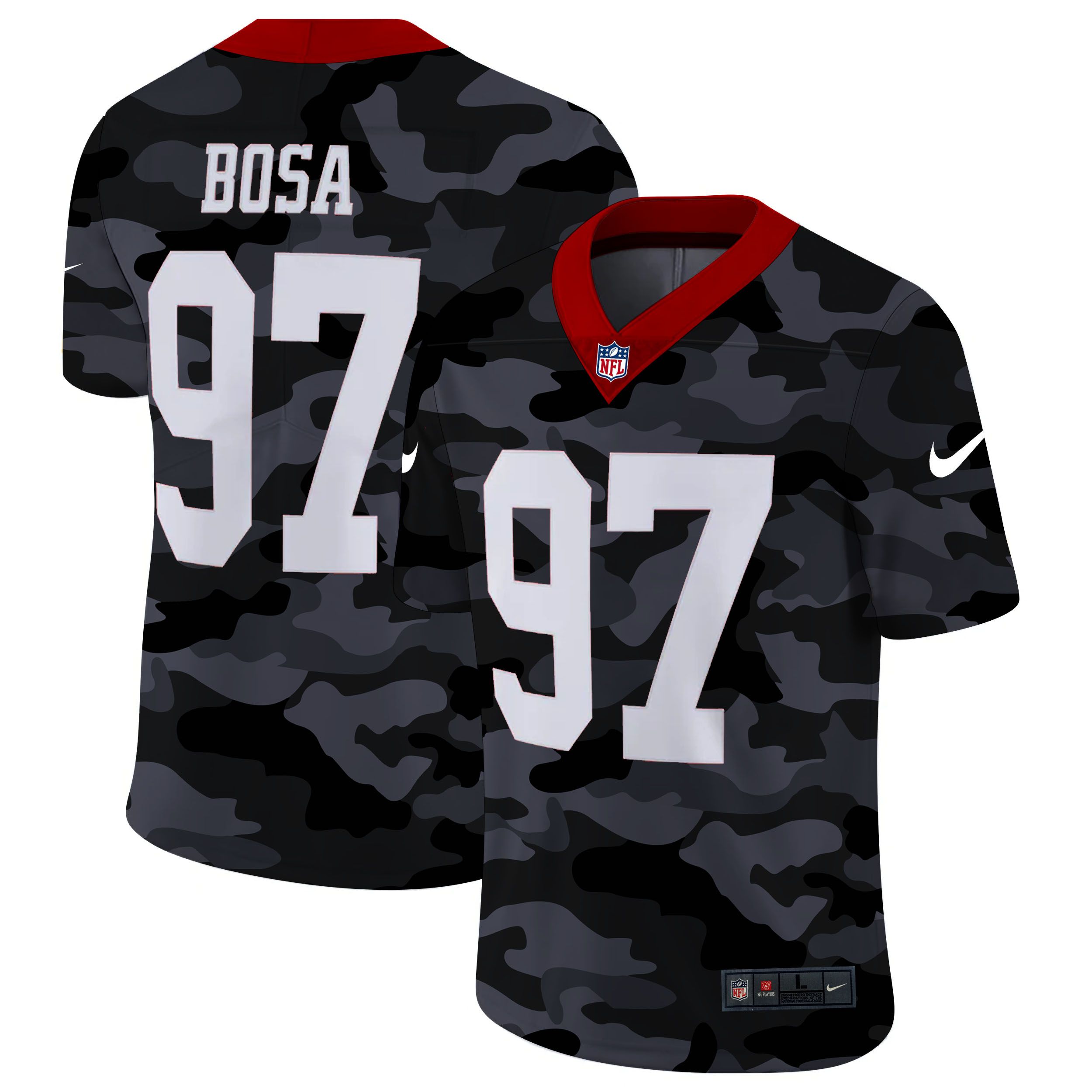 Men San Francisco 49ers #97 Bosa 2020 Nike Camo Salute to Service Limited NFL Jerseys->carolina panthers->NFL Jersey